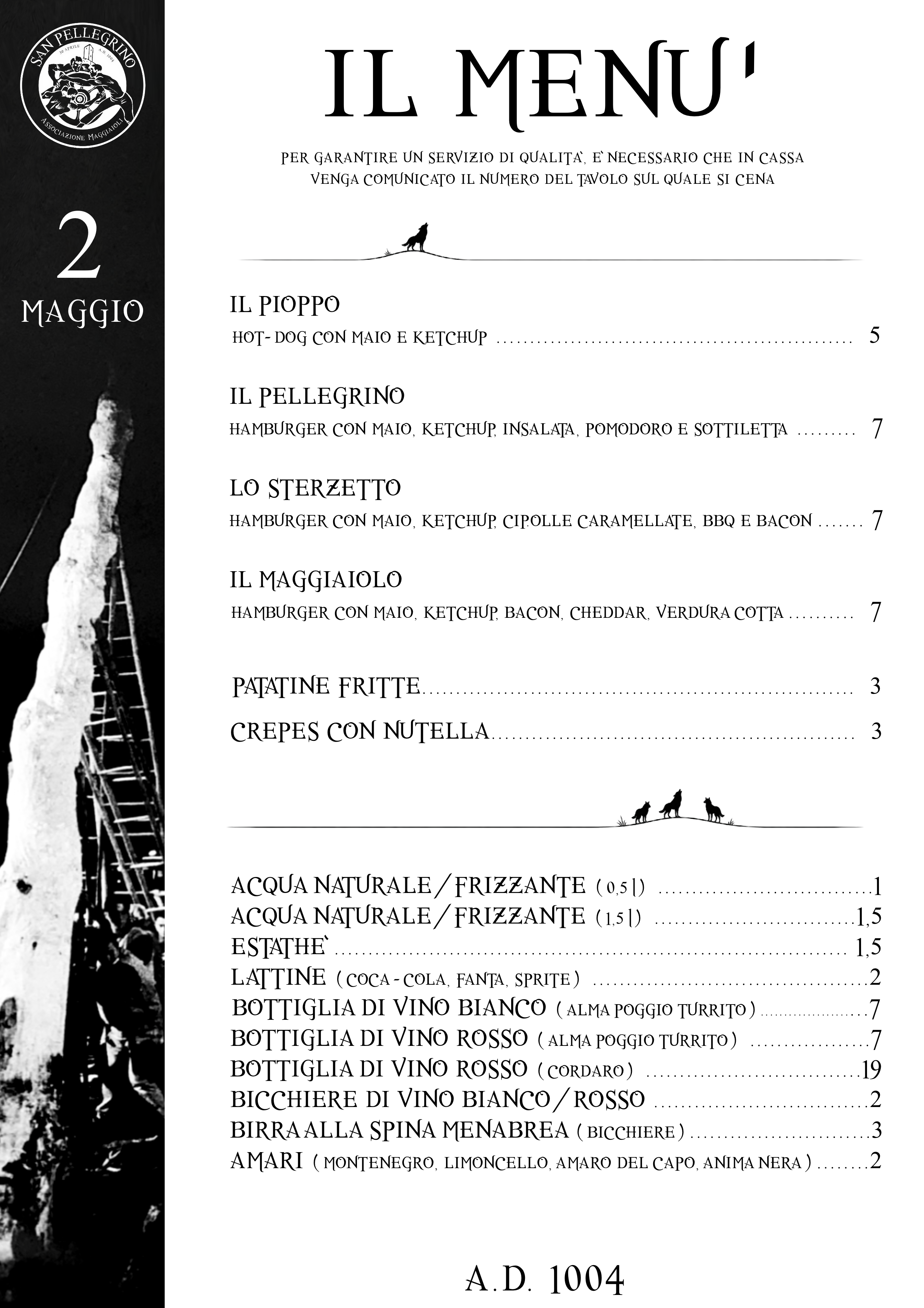 Menu Cena 2 MAGGIO - FESTA ANNI 80-90